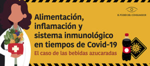 Banner ilustrado con la leyenda Alimentación, inflamación y sistema inmunológico en tiempos de Covid-19 El caso de las bebidas azucaradas