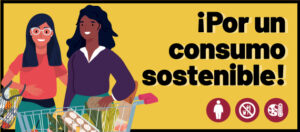 Ilustración con la leyenda ¡Por un consumo sostenible!