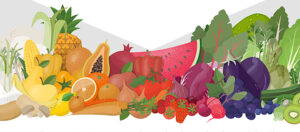 Ilustración del infográfrico Dieta arcoíris