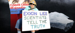Ilustración Oscar Ávila sobre el financiamiento de ExxonMobil a negacionistas para ocultar el cambio climático