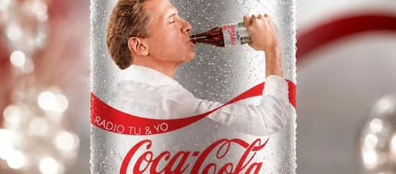 Fragmento de publicidad en lata de Coca-Cola con Luis Miguel